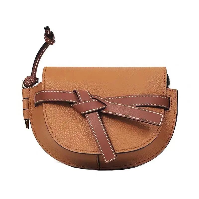 

Bow Saddle Bags Genuine Leather Women Purses Brand Design Waist Bags Mini size Belt Bags 2019 New bum Bag