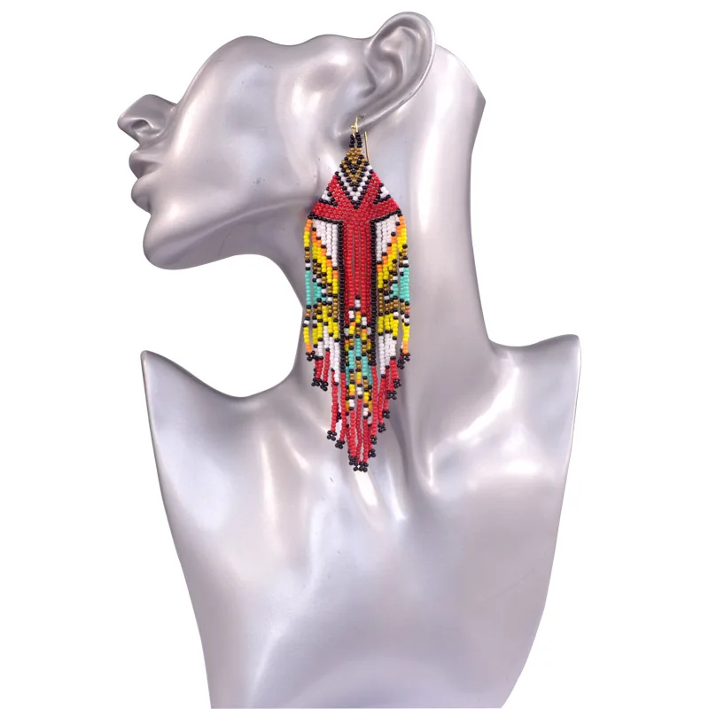 Seed Beads Bohemian Boho Multi Tassels Earring Women Long Drop Dangle Earrings New Trendy Jewelry
