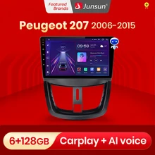 Junsun Auto Radio Met Screen Multimedia Video Player Android Auto Carplay Voor Peugeot 207 2006 - 2015 2 Din Dvd