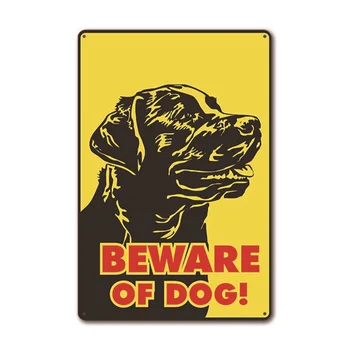 

Wall Decor Home Craft Dog Warning Sign Beware Decorative Plate Attention Vintage Pub Safety Sticker Printed Metal Bar Caution