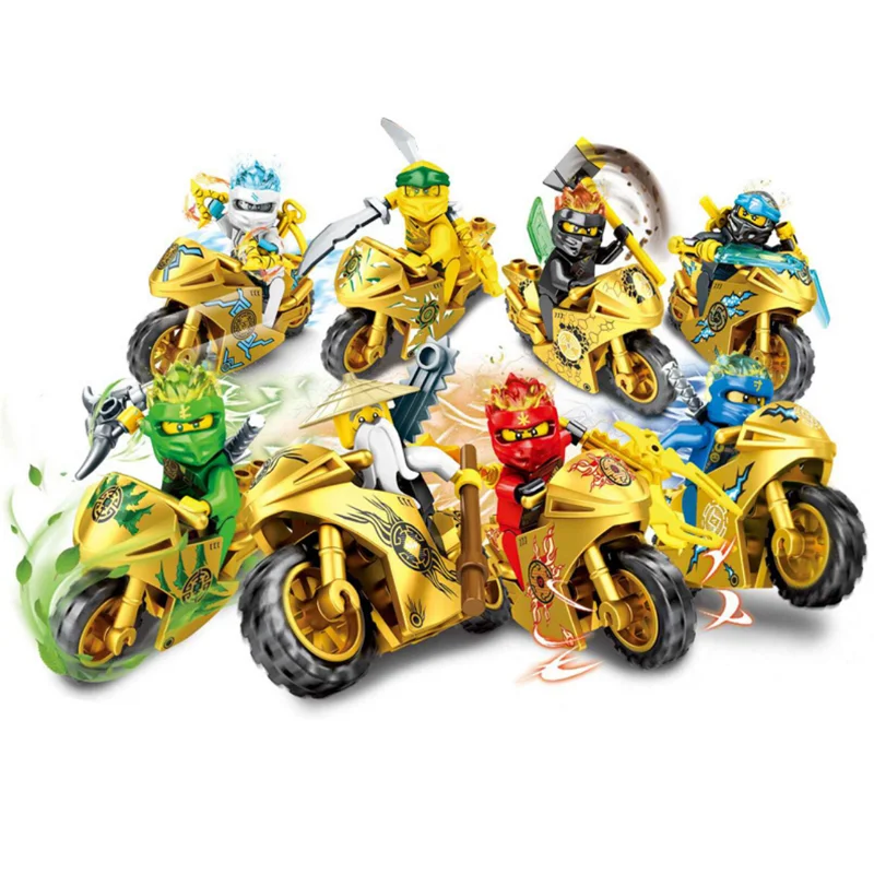 

8pcs/lot Ninjagoed Master Moto Figures Building Blocks Ninjagoe Figures Sets Bricks Toys For Children Gift