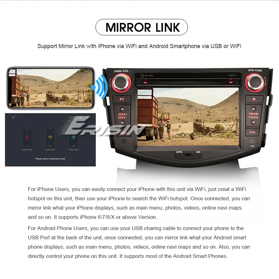 Erisin ES3024R " Android 9,0 автомобильный стерео DVD gps Sat OBD2 4G WiFi DSP CarPlay для TOYOTA RAV4
