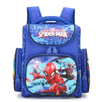 

Disney Girls book bag Unfold Orthopedic Primary school Satchels Cartoon SpiderMan Students Kids Backpacks Waterproof Grade 1-3-5