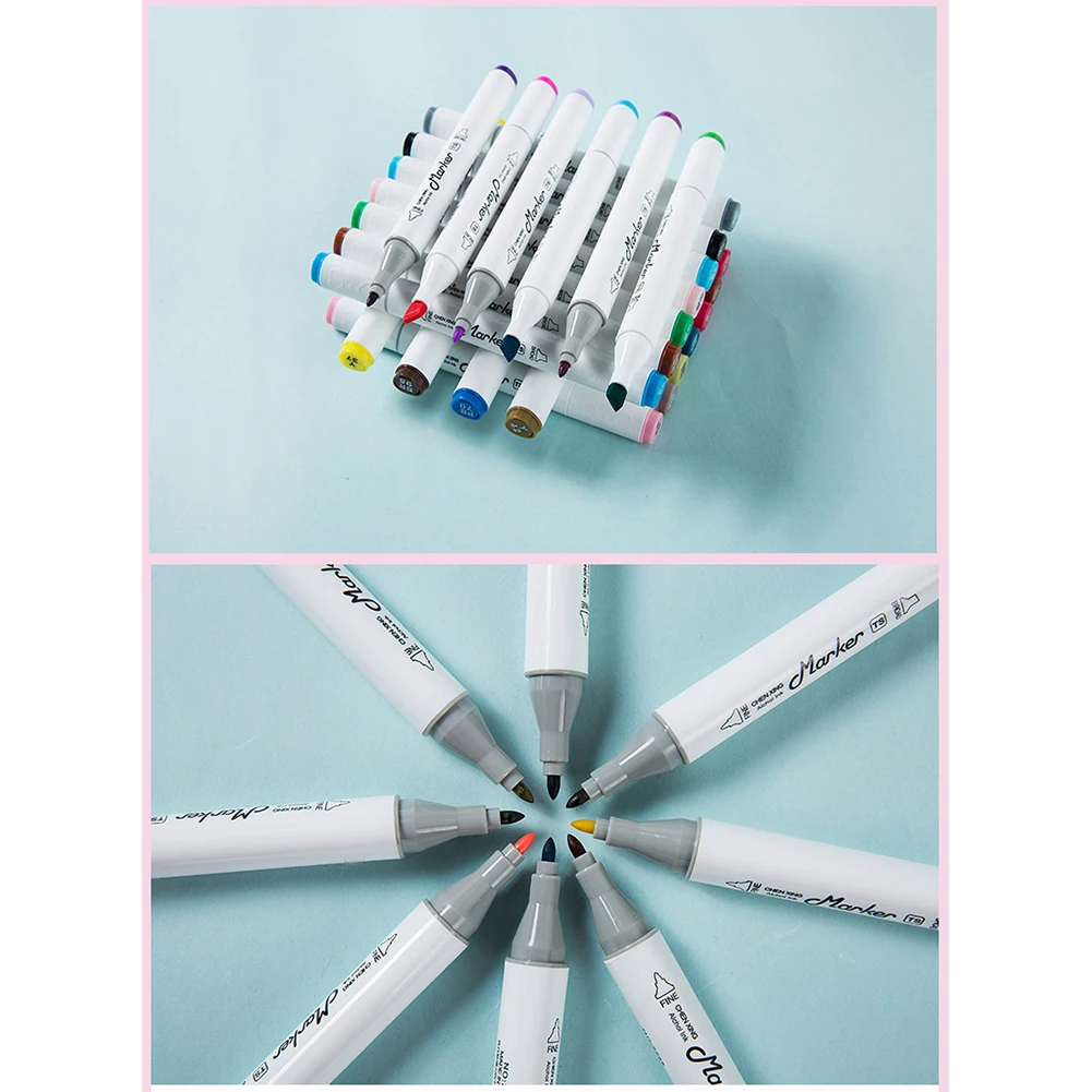 

Non Toxic Paint Pen Gift Dual Head Marker Set Easy Apply Sketch Art Fade Proof School 24 Colors Children Office Drawing