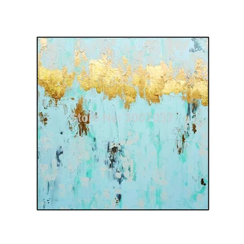 

Canvas painting hand painted gold and blue oil painting abstract quadros cuadros decoration Wall Pictures for home decor FEDEX