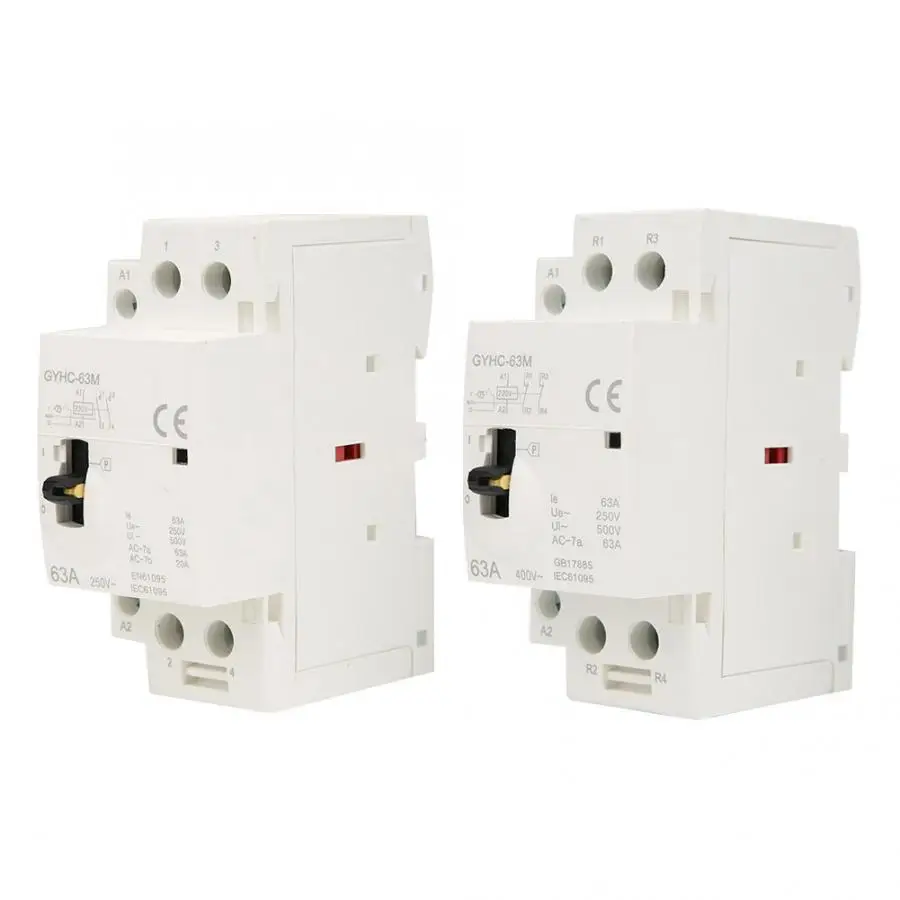 2P 63A 220 В 50 Гц DIN AC Контактор 2NO/2NC Rail AC контактор для дома с ручным управлением