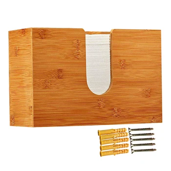 

Living Room Bathroom Bedroom Bamboo Paper Towel Dispenser Hand Tissue Wall Mount Kitchen Countertop Modern Home Office Desk
