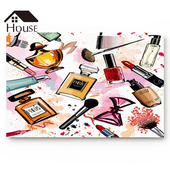 

Cosmetics Perfume Lipstick Bow Female Bath Rugs Non-Slip Doormat Door Mat Bathroom Accessories