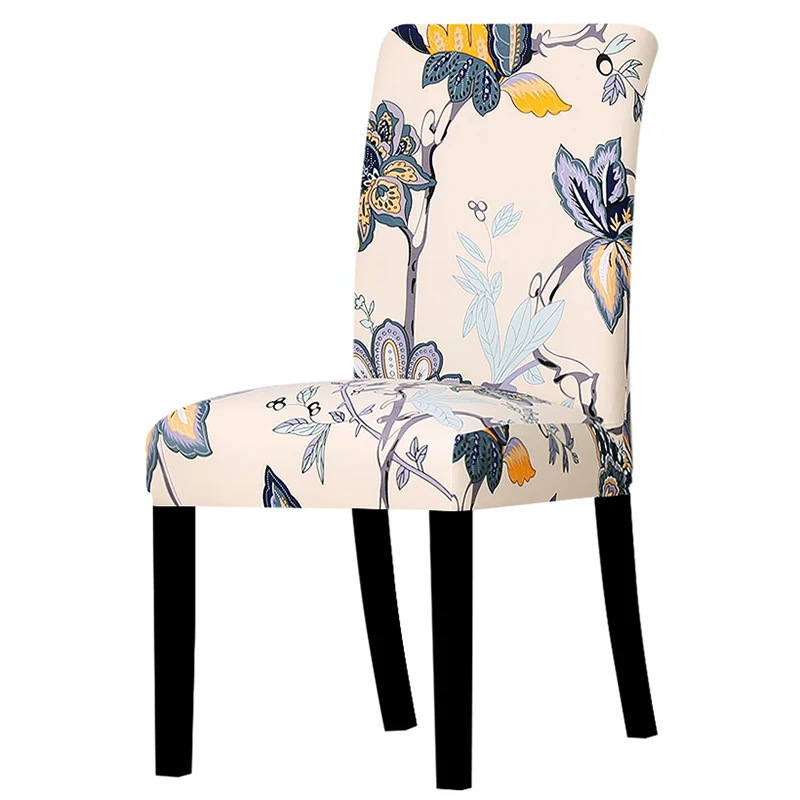 Printed Spandex Fabric Chair Cover Washable Chair Covers Seat Slipcovers Stretch Dining Seat Covers For Home