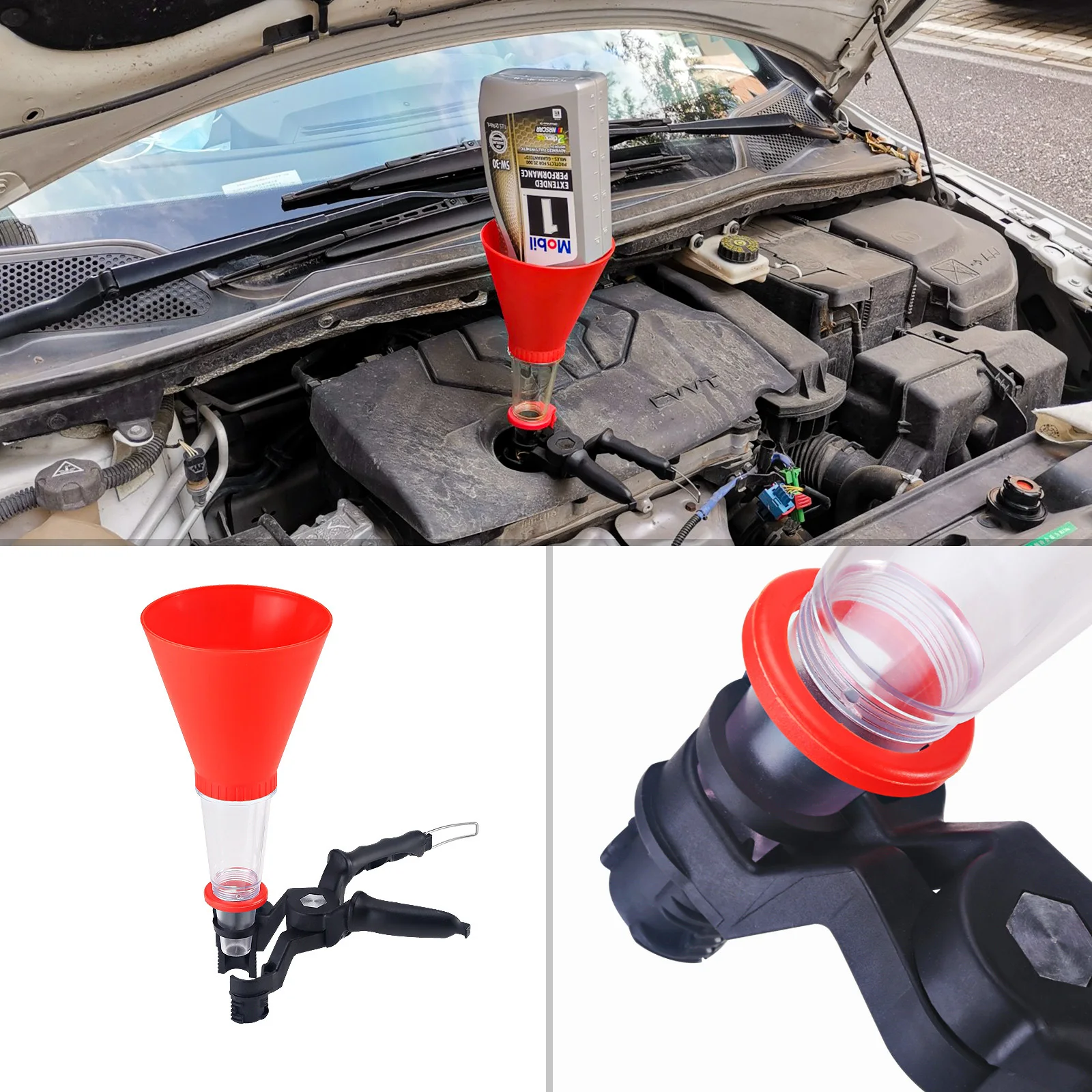 CarEngineOilFillingSetUniversalOilFunnelAdjustableWidth