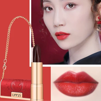 

3-in-1 Velvet-like Matte Tri-color Lipstick Highly Pigmented Lip Makeup with Mini Chain Storage Bag @ME88