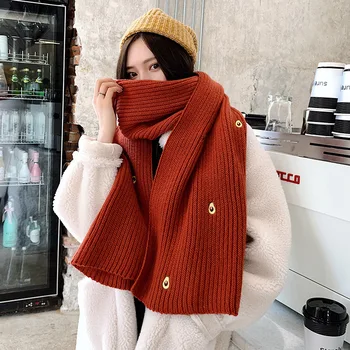 

New Avocado Female Scarf Knitted Solid Color Women Thickened Shawl Thick Woolen Thread Autumn Winter Decoration Fashion Shawl