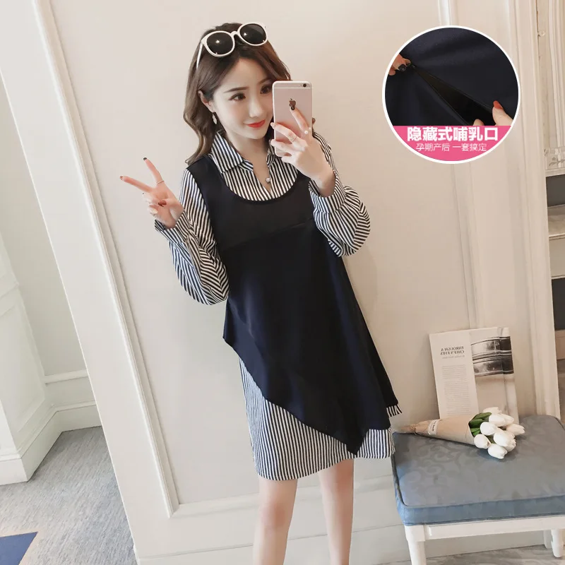 

2018 Pregnant Women Fashion Nursing Dress Pregnant Women Autumn Dress