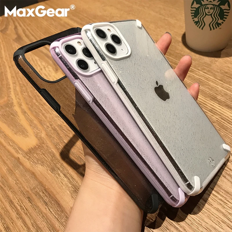 Glitter Transparent Case for iPhone 11 Pro XS Max XR X 6 6S 7 8 Plus Soft TPU Solid Color Shockproof Bumper Clear Back Cases | Мобильные