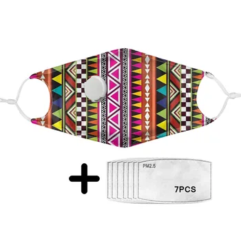 

Classic African Elements Print Women Polyester Mouth Mask with Respirator Masks on Face and PM2.5 Filters Dustproof Mascarillas