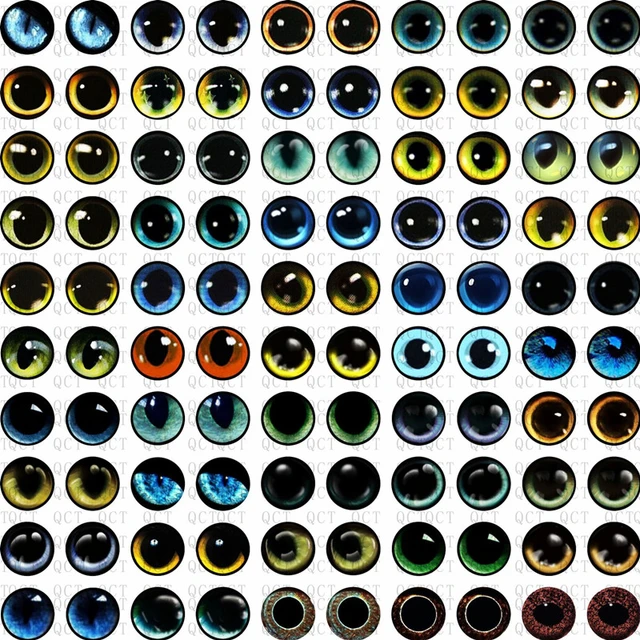 50 Pcs Glass Eyes for DIY Sewing Dolls Crafts Accessories Cat Eye Dragon  Dinosaur Eye Round