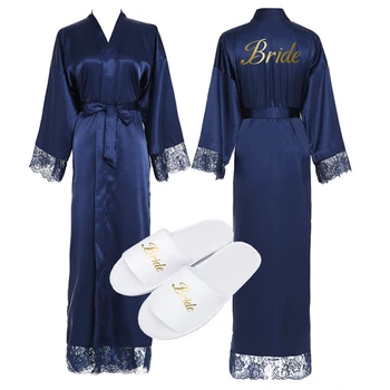 

Lace Edge Robe Wedding Bride Bridesmaid Robe Autumn Ladies Comfortable Nightgown Hot New in 2020 Ankle-Length