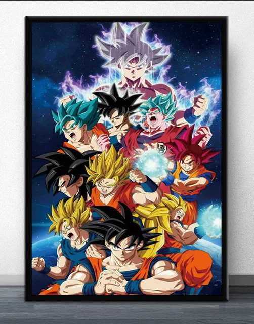 Dragon Ball и super Goku ультра инстинкт японского Аниме Комикс фильм плакат настенная живопись искусство HD Печать холст украшение дома - Цвет: B