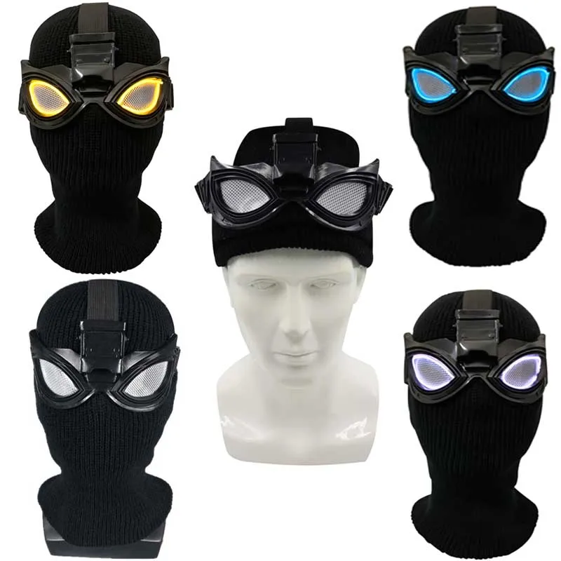 

New Spider-man Expedition Hero Mask Head Cover Adult Shadow Multi-color Knit Mask Sneak Battle Suit with LED Light Head Cover