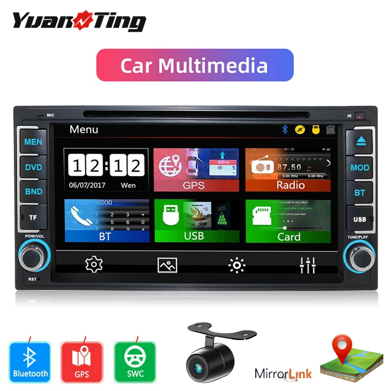 YuanTing 7 ''автомобильный стерео DVD мультимедийный плеер GPS Bluetooth для Corolla Camery Hilux