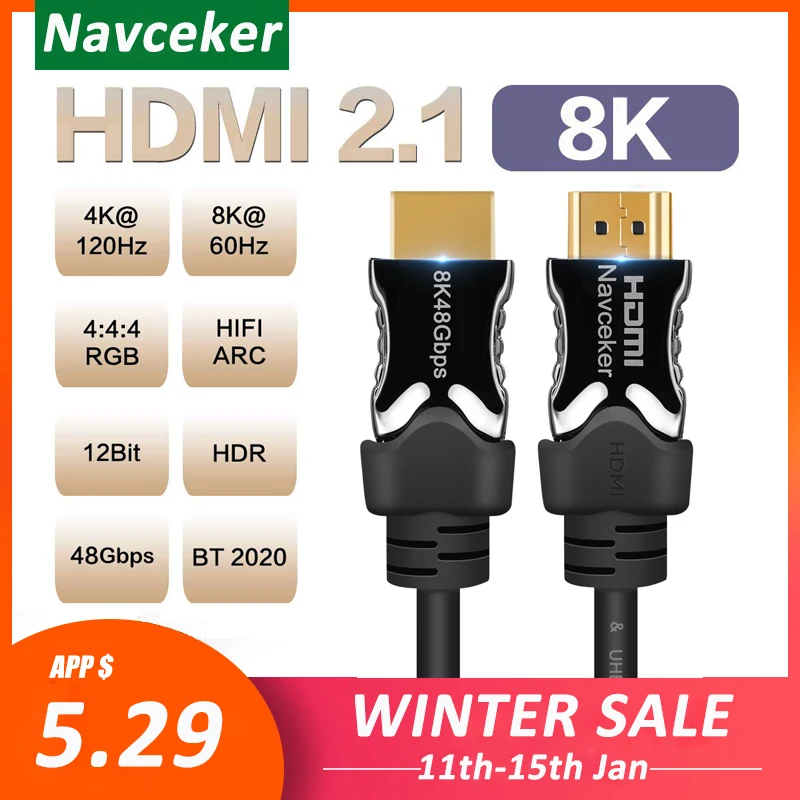 2020 Лучшие 8K 48 Гбит/с 2 1 HDMI кабели 4K кабель eARC Кабель UHD динамический HDR для Samsung QLED