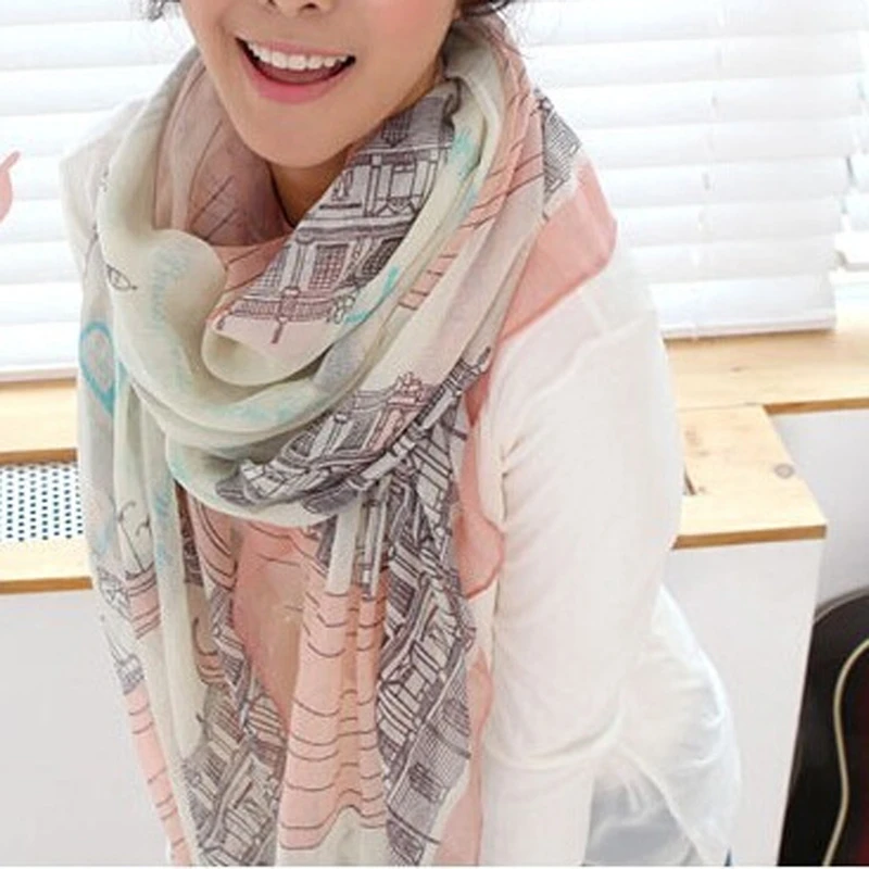Bufanda larga informal de gasa transparente suave para mujer estampado de Torre Eiffel chal ed estola estampado de Eiffel, tela translúcida, cómoda|Bufandas de mujer| - AliExpress