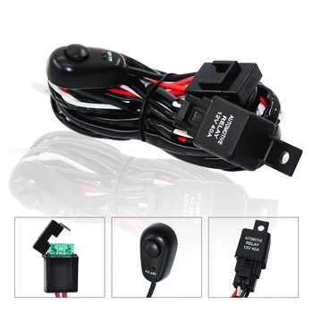 

Fog Light Lamp Wiring Harness Socket Wire Connector With 12V 40A Relay & ON/OFF Switch Kits Fit LED Work Lamp 6000H 6000K