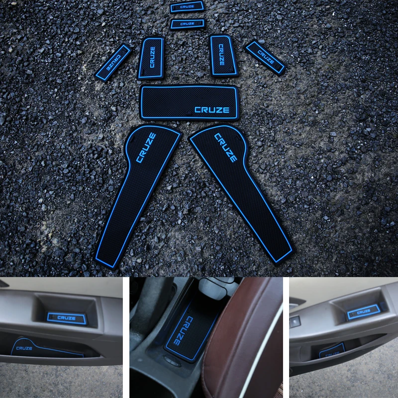 Car Door Groove Mat Accessories Antislip Cup Mat Rubber Rugs Slot Hole