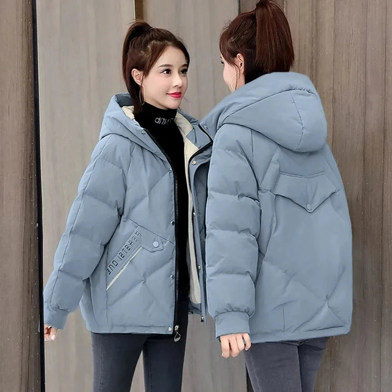 Women's Jackets 2022 New Women Parkas Winter Jacket Hooded Loose Cotton Padded Parka Female Casual Oversize Puffer Coat Outwear - 6