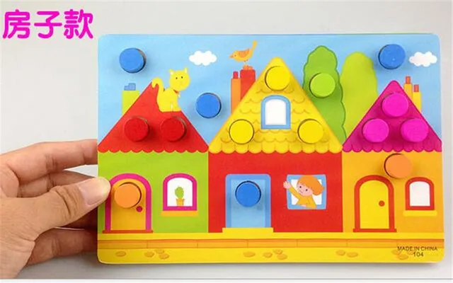 1Set Wooden Hammering Ball Hammer Box Children Fun Playing Hamster Game Toy Early Learning Educational Toys House 22.5X15cm