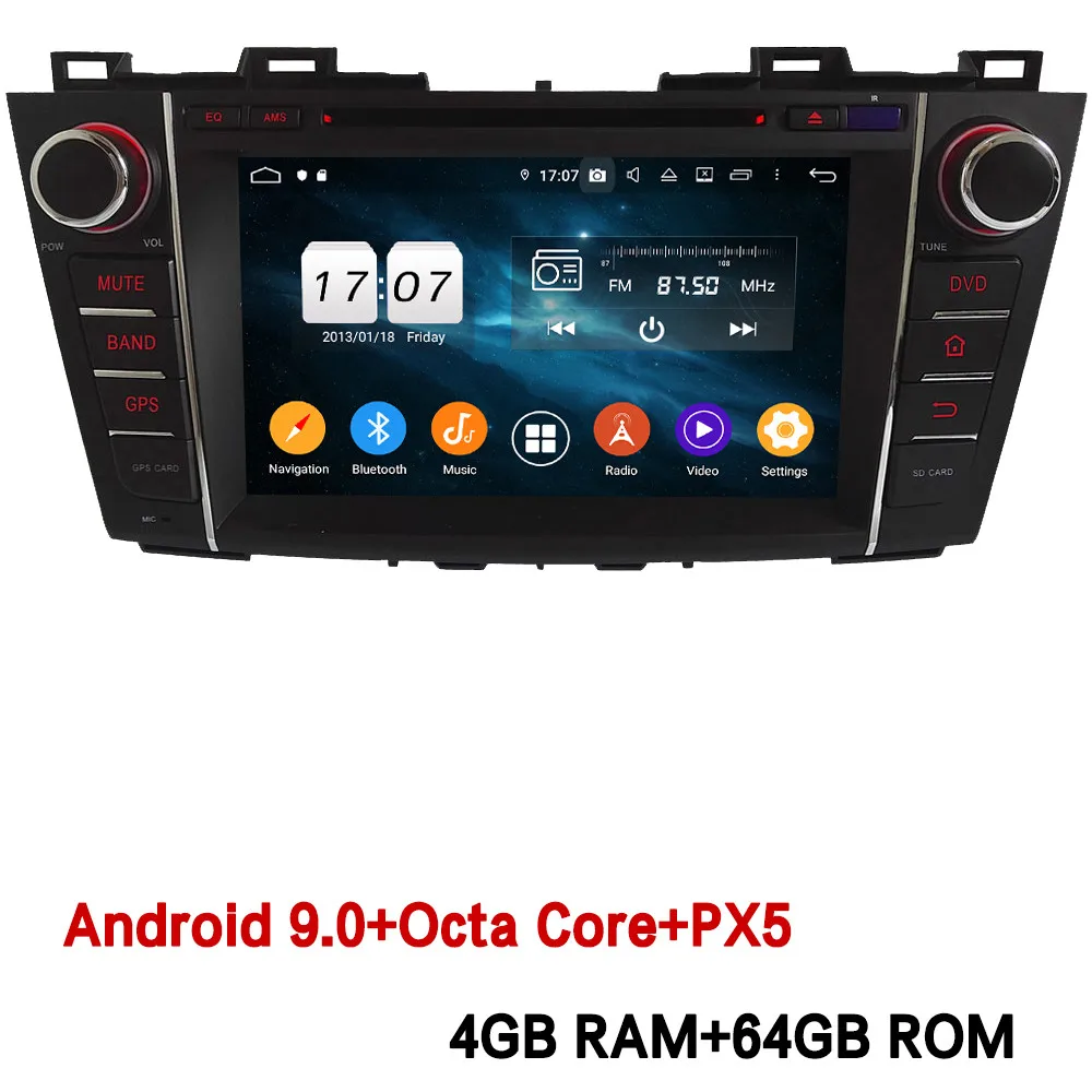 Klyde ips 4G wifi Android 9,0 Восьмиядерный 4 Гб ОЗУ 64 Гб ПЗУ BT DSP автомобильный DVD мультимедийный плеер радио для Mazda 5 Premacy 2009-2013 - Цвет: 4GB RAM x 64GB ROM