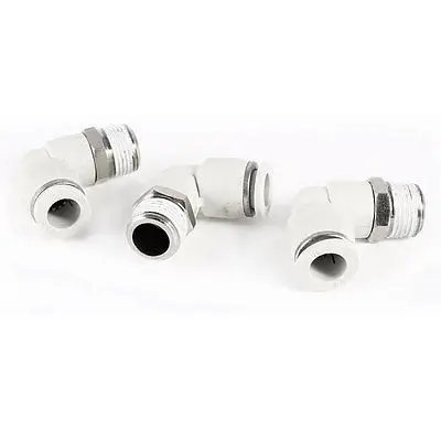 

3 Pcs Pneumatic 10mm to 3/8" PT Male Thread 90 Degree Quick Fittings White