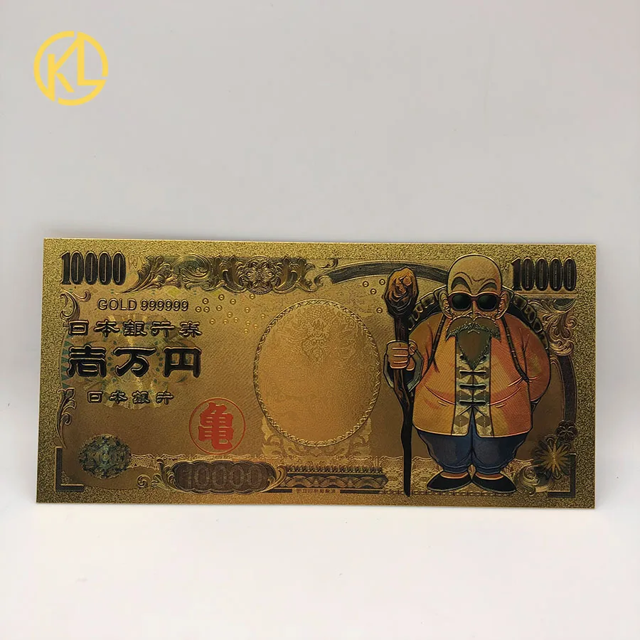 Япония dragon ball z мастер Roshi черепаха Фея 10000 иен золото пластиковые банкноты для детей хороший подарок коллекция