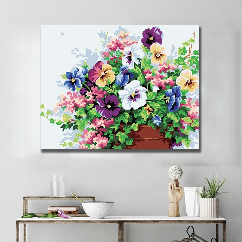 

LZN Butterfly Flower Diy Painting By Numbers Wall Art Picture Canvas Painting Home Decor Unique Gift For Room Artwork 40X50