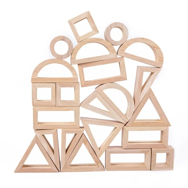 Wooden Mirror Stacking Blocks Creative Colorful Learning And Educational Construction Building Toys Set For Kids For Ages 2+ 1