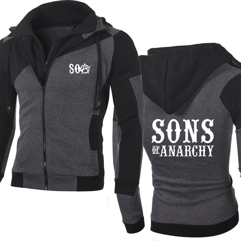 Мужская Повседневная Толстовка SOA Sons of анархии мужская куртка на молнии SAMCRO