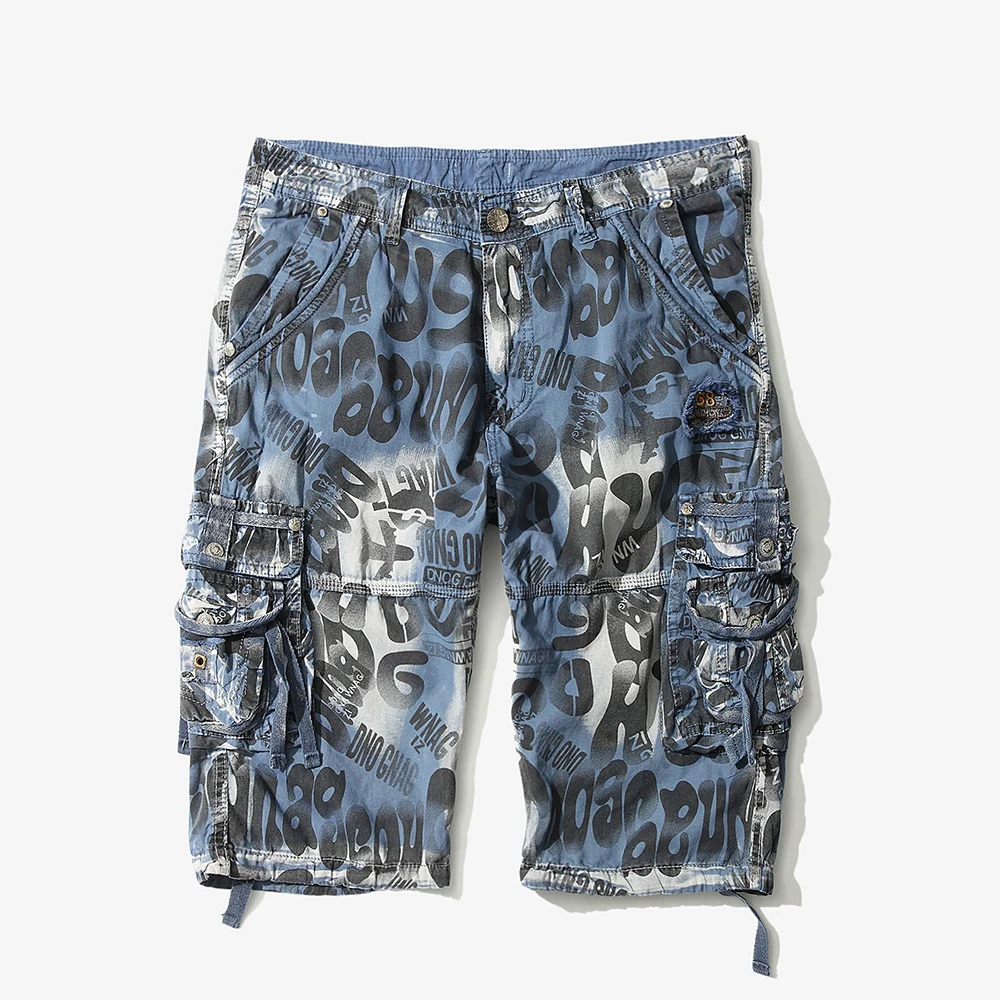 Новые камуфляжные свободные мужские шорты Карго крутые летние военные камуфляжные мужские шорты Карго шорты повседневное пляжное короткое брюки