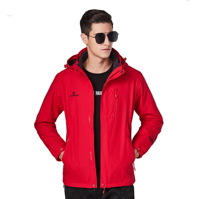 Куртка-дождевик для улицы, мужская верхняя одежда, три в одном, толстый флисовый комплект из двух предметов, одежда для альпинизма