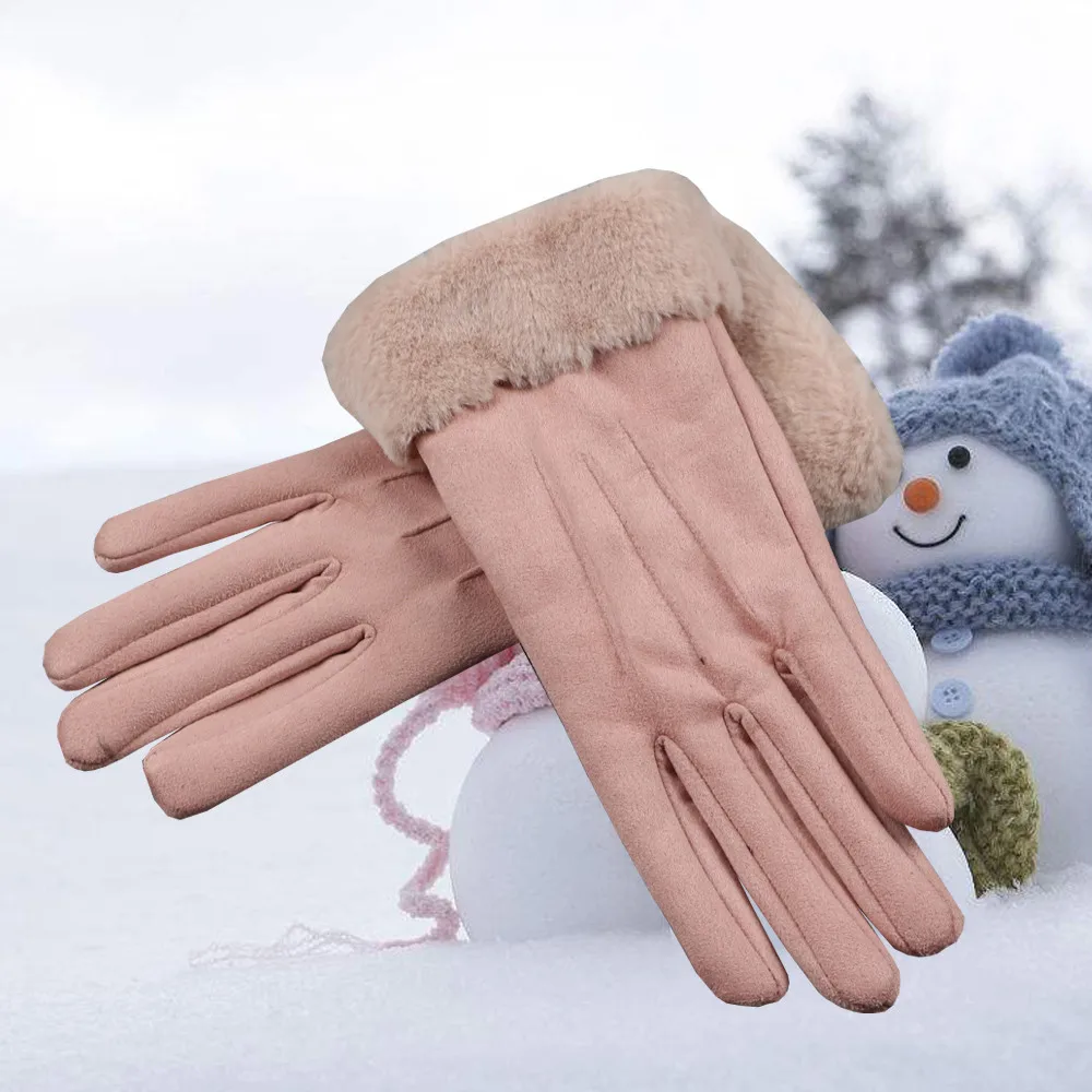 Перчатки мужские женские кожаные перчатки с подогревом меховые варежки кожаные перчатки зимние уличные толстые теплые кашемировые# T1P