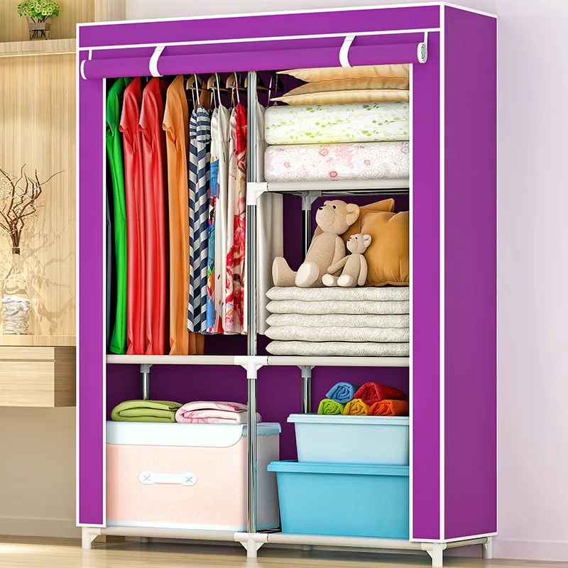 

Cloth Storage Reinforced Steel Frame Simple Wardrobe Single Person Simplicity Storage Assembly Storage Wardrobe Cabinet