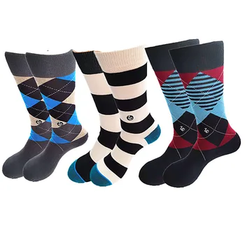 

Autumn and Winter High-Quality High-Cotton Men's Socks Toe Heel Thickened Terry Warm Stripes Diamond-Shaped Socks