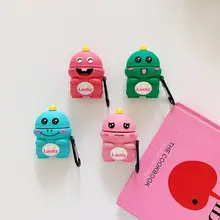 Small Dinosaur Animal Pattern Shockproof Soft Silicone Cover Skin Protector with Carabiner for Airpods 1/2 Charging Box