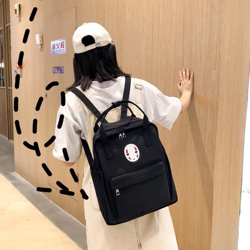 Anime Figure Backpacks Spirited Away No Face Man Backpack Kaonashi Women Girls Kids Fashion Bags