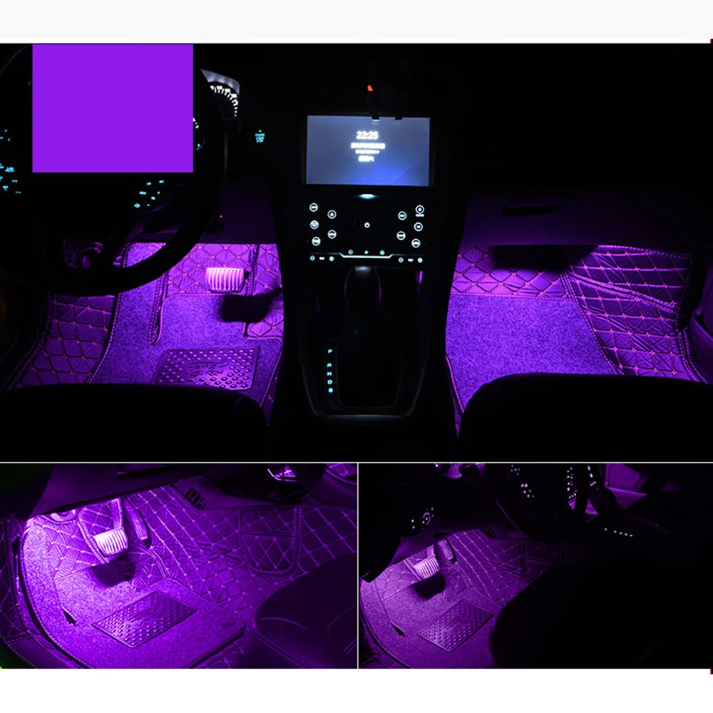 FORAUTO 4 шт. RGB автомобильный СВЕТОДИОДНЫЙ торшер напольная ножная полоса свет авто атмосферная лампа Bluetooth приложение Звук Музыка Управление декоративная лампа