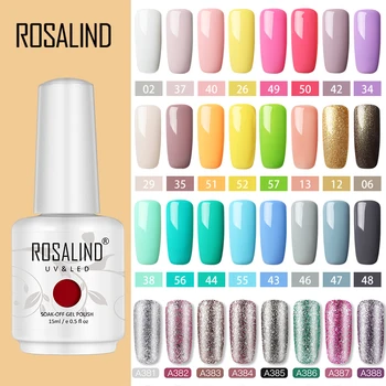 

ROSALIND Gel Nail Polish Hybrid Varnishes UV LED Semi Permanent Manicure Set For Nail art Base top Coat Nail Gel