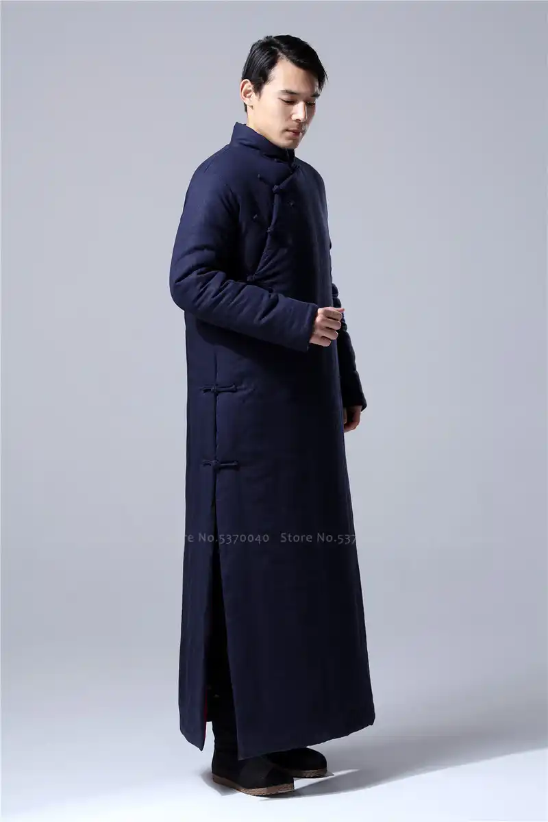 Chinese Traditional Winter Long Sleeve Cotton Robes Jackets Men Hanfu