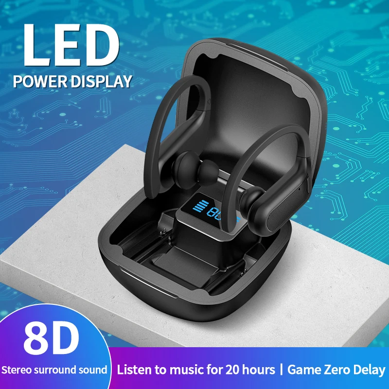 Bluetooth-наушники TWS с микрофоном светодиодным дисплеем | Электроника