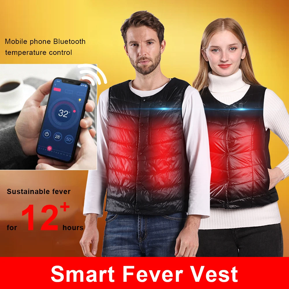 

High Quatity Smart USB Heating Vest APP Bluetooth Temperature Control Heated Jacket Flexible Electric Thermal Clothing Waistcoat