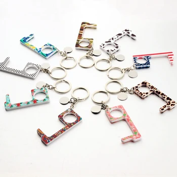 

Acrylic Anti Contact Door Opener No Touch Key Door Handle Llave Anticontacto Contact EDC Door Handle Elevator Artifact Keychain