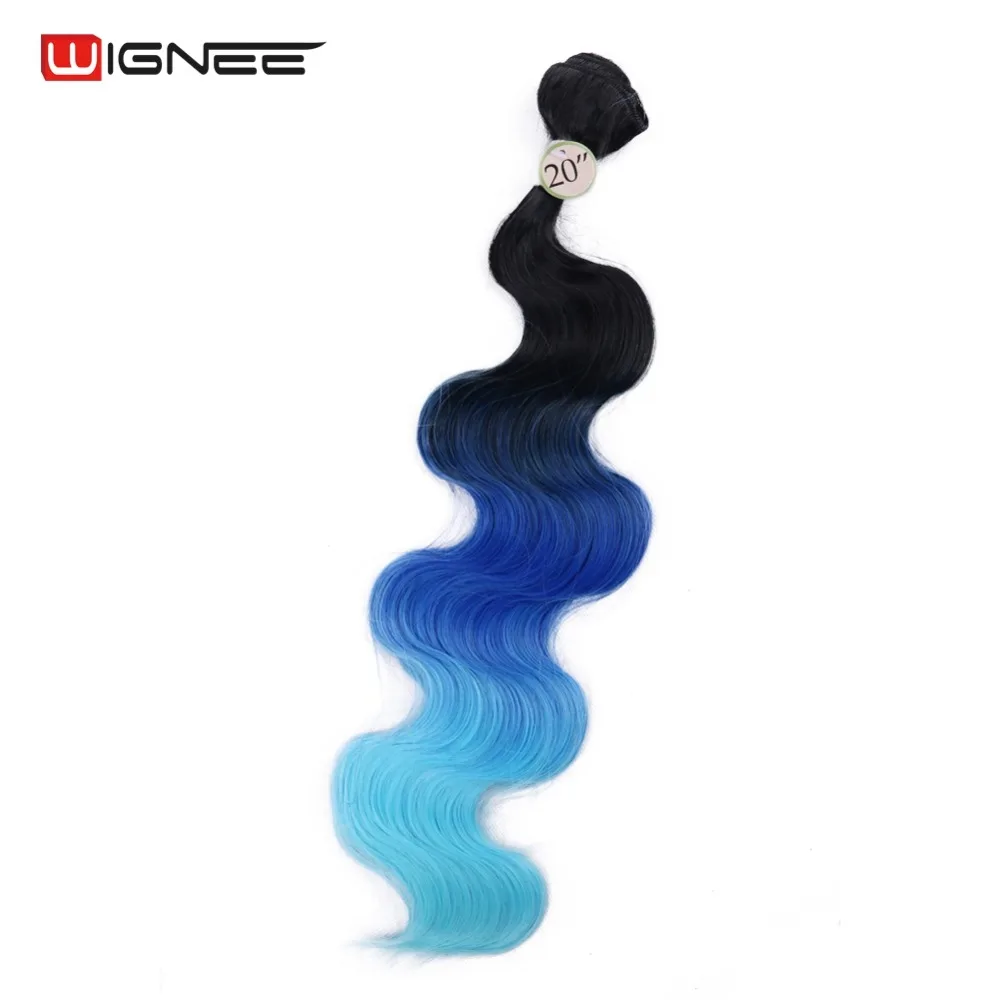 Wignee, 3 пряди, с застежкой, синтетические волосы для наращивания для женщин, натуральные черные волосы, серые/фиолетовые/зеленые/синие волнистые волосы